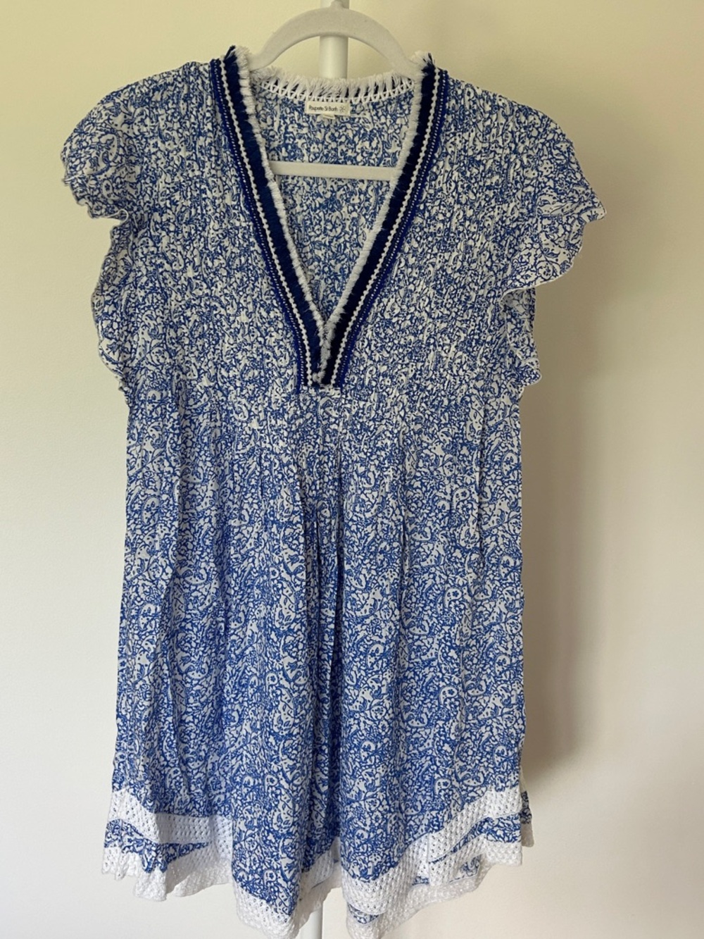 Blue Floral V-Neck Women's Top